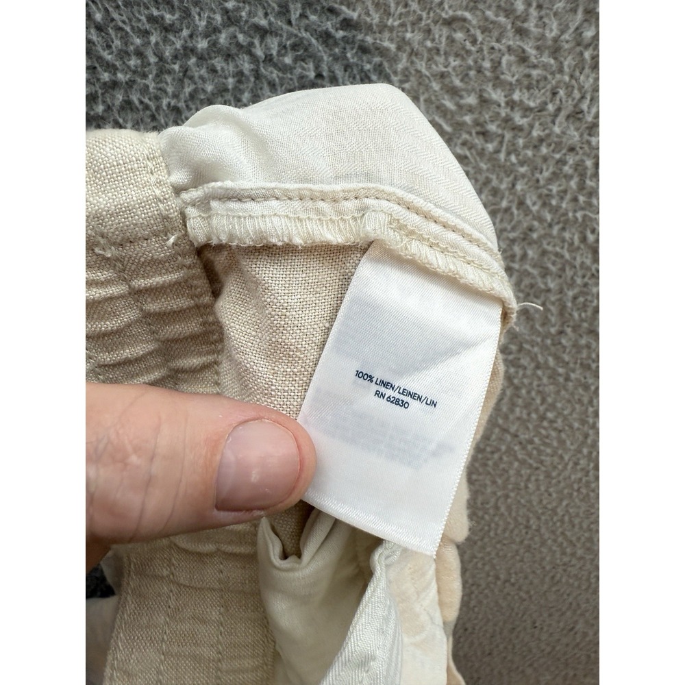 Lands End Pants Womens 12 Tan 100% Linen High Rise Wide Leg Nautical Coastal - Picture 9 of 10